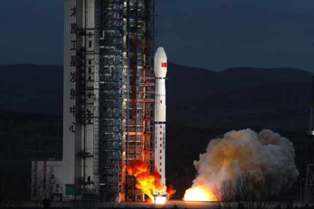 Long March 4B rocket lifts off.