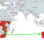 L'itinéraire proposé pour le nouveau câble sous-marin à fibre optique de Google traverse l'Afrique australe et l'océan Indien. (Image via MapChart avec modifications)